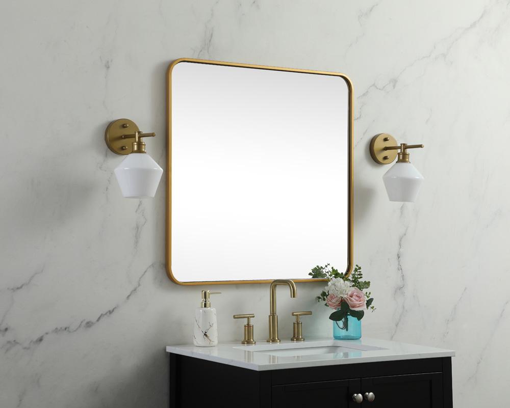 Elegant Furniture & Lighting - Evermore Soft corner metal square mirror 30x30 inch in Brass - MR803030BR veiw 3