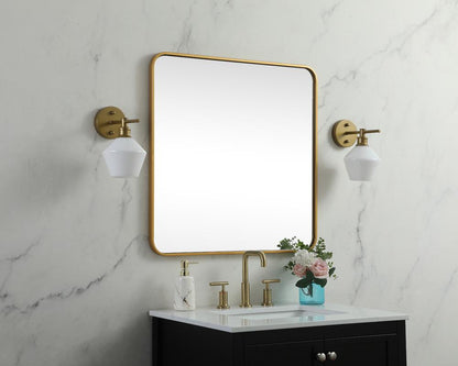 Elegant Furniture & Lighting - Evermore Soft corner metal square mirror 30x30 inch in Brass - MR803030BR veiw 3