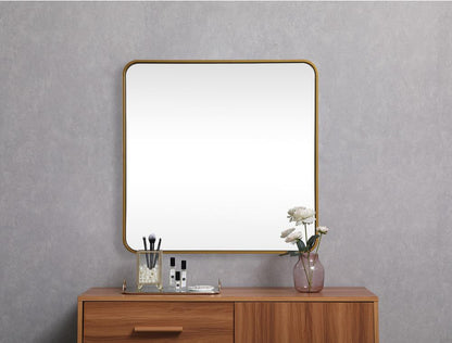 Elegant Furniture & Lighting - Evermore Soft corner metal square mirror 30x30 inch in Brass - MR803030BR veiw 4