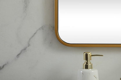Elegant Furniture & Lighting - Evermore Soft corner metal square mirror 30x30 inch in Brass - MR803030BR veiw 6