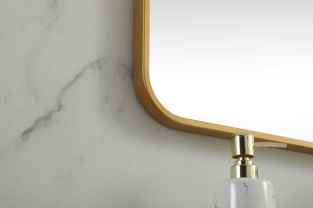 Elegant Furniture & Lighting - Evermore Soft corner metal square mirror 30x30 inch in Brass - MR803030BR veiw 7