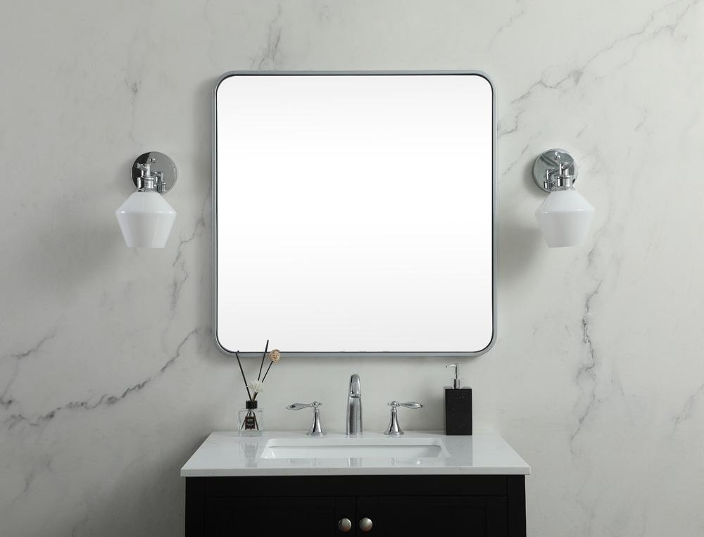 Elegant Furniture & Lighting - Evermore Soft corner metal square mirror 30x30 inch in Silver - MR803030S veiw 2