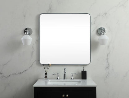 Elegant Furniture & Lighting - Evermore Soft corner metal square mirror 30x30 inch in Silver - MR803030S veiw 2