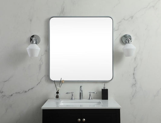 Elegant Furniture & Lighting - Evermore Soft corner metal square mirror 30x30 inch in Silver - MR803030S veiw 2
