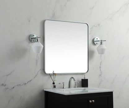 Elegant Furniture & Lighting - Evermore Soft corner metal square mirror 30x30 inch in Silver - MR803030S veiw 3