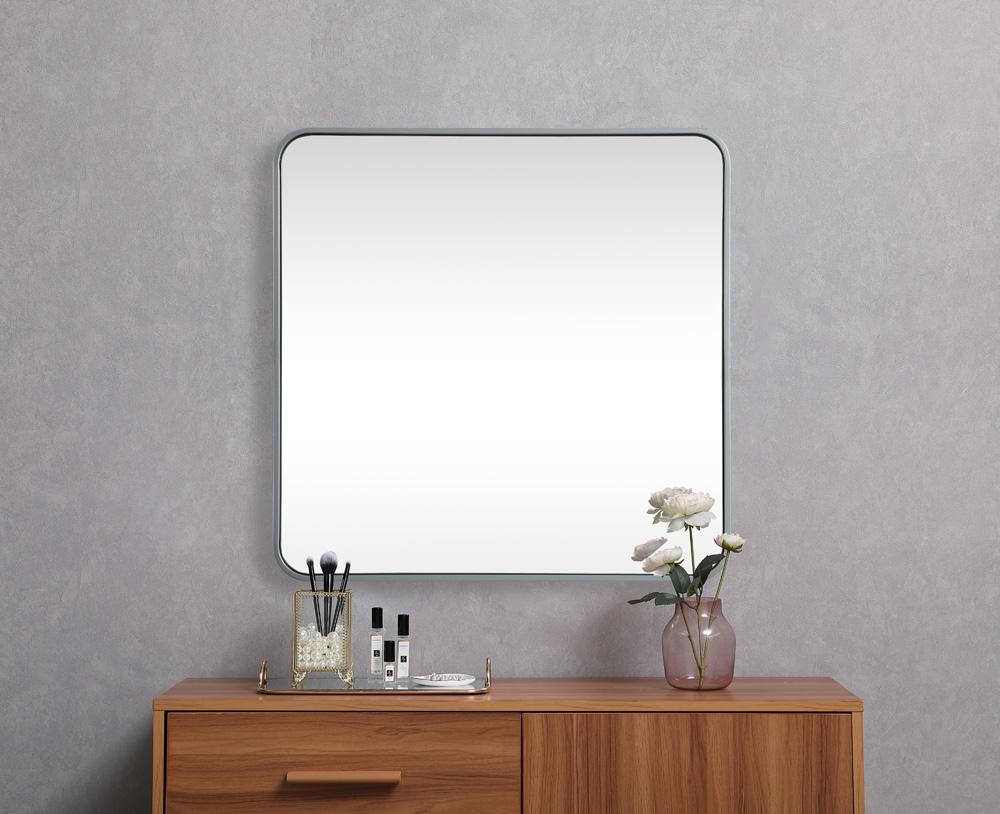 Elegant Furniture & Lighting - Evermore Soft corner metal square mirror 30x30 inch in Silver - MR803030S veiw 4