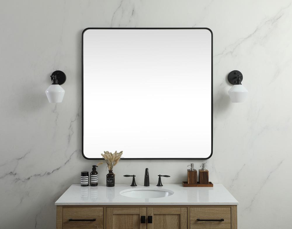 Elegant Furniture & Lighting - Evermore Soft corner metal square mirror 42x42 inch in Black - MR804242BK veiw 2