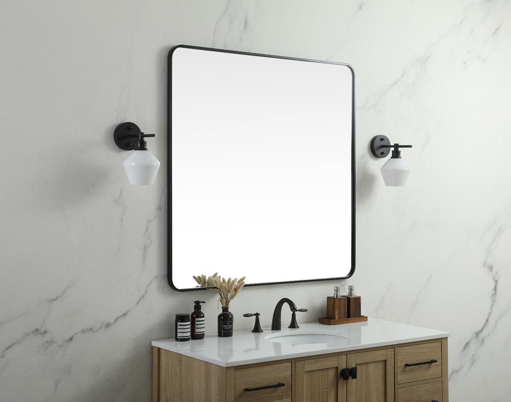Elegant Furniture & Lighting - Evermore Soft corner metal square mirror 42x42 inch in Black - MR804242BK veiw 3