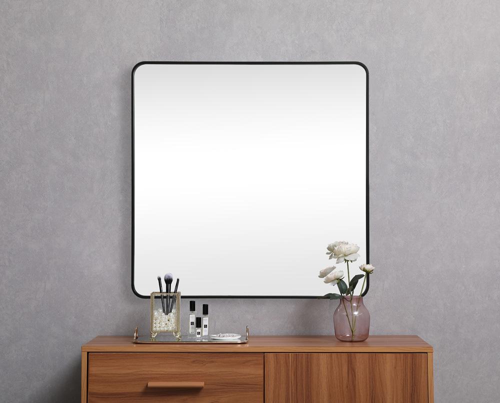 Elegant Furniture & Lighting - Evermore Soft corner metal square mirror 42x42 inch in Black - MR804242BK veiw 4