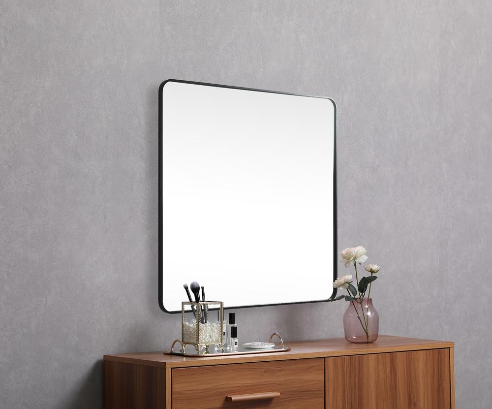 Elegant Furniture & Lighting - Evermore Soft corner metal square mirror 42x42 inch in Black - MR804242BK veiw 5