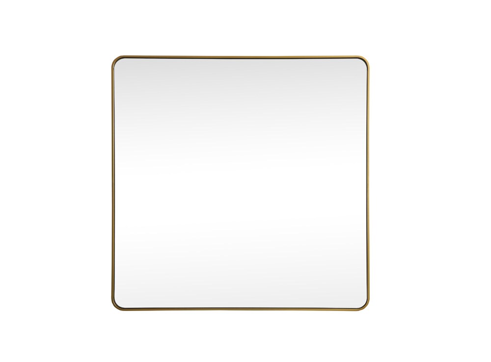 Elegant Furniture & Lighting - Evermore Soft corner metal square mirror 42x42 inch in Brass - MR804242BR veiw 1