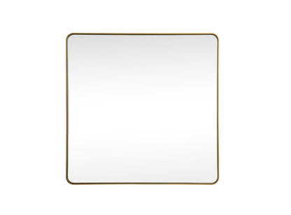 Elegant Furniture & Lighting - Evermore Soft corner metal square mirror 42x42 inch in Brass - MR804242BR veiw 1