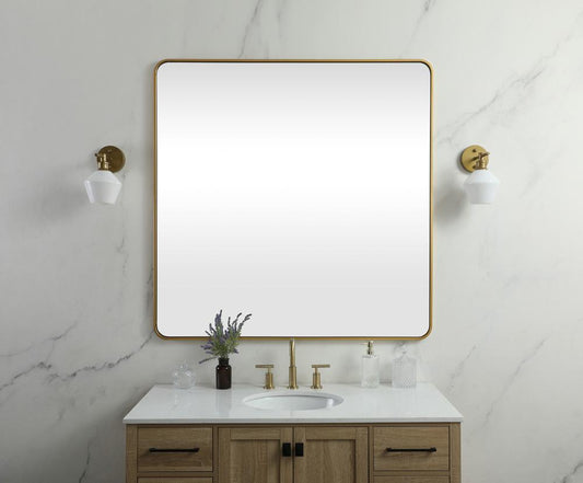 Elegant Furniture & Lighting - Evermore Soft corner metal square mirror 42x42 inch in Brass - MR804242BR veiw 2