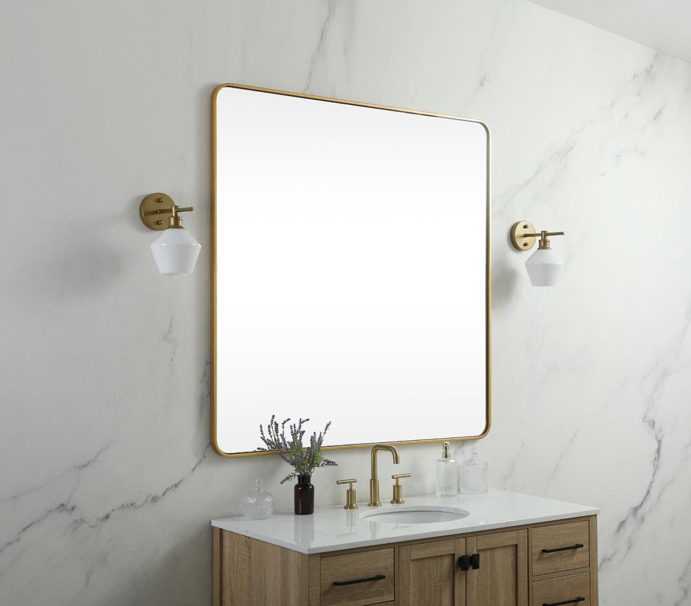 Elegant Furniture & Lighting - Evermore Soft corner metal square mirror 42x42 inch in Brass - MR804242BR veiw 3