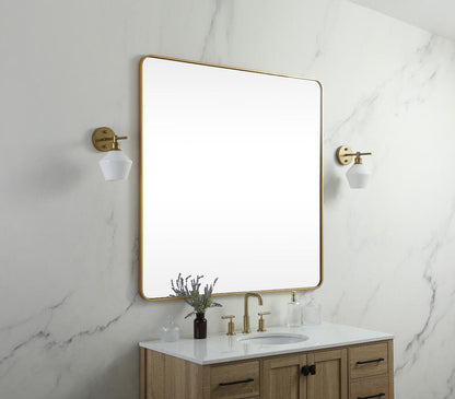 Elegant Furniture & Lighting - Evermore Soft corner metal square mirror 42x42 inch in Brass - MR804242BR veiw 3