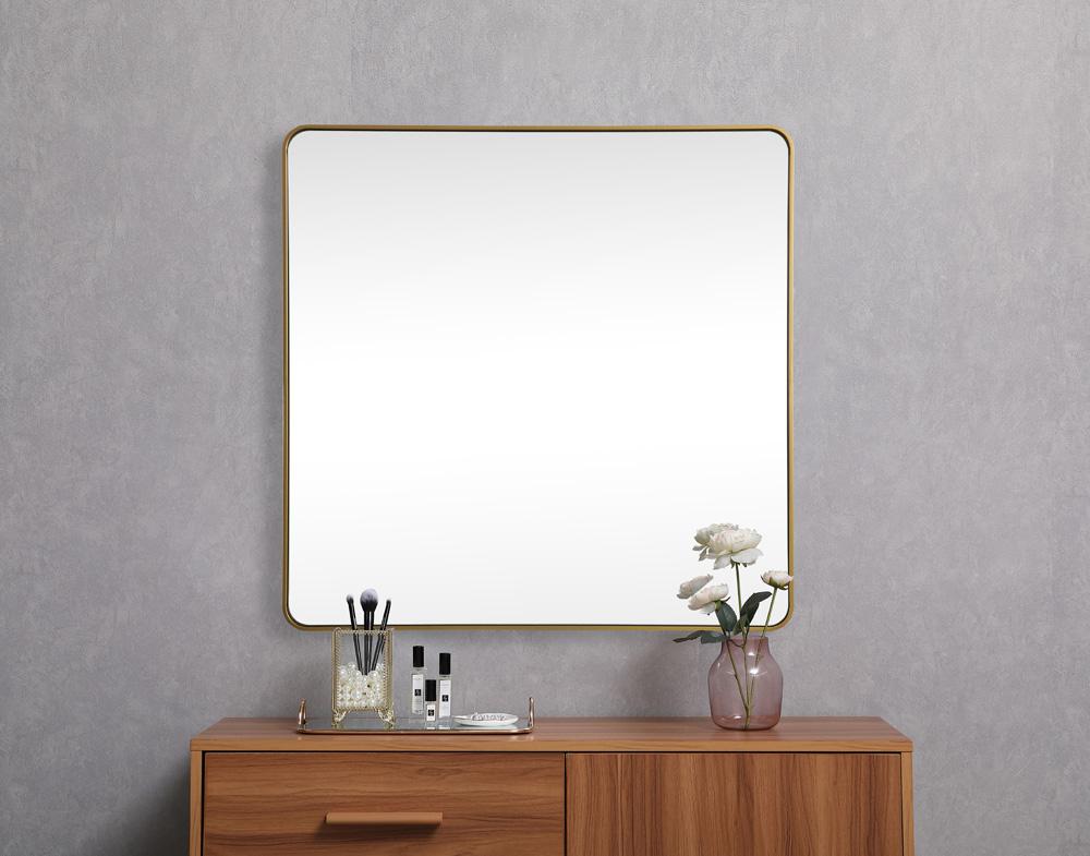 Elegant Furniture & Lighting - Evermore Soft corner metal square mirror 42x42 inch in Brass - MR804242BR veiw 4