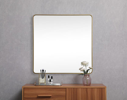 Elegant Furniture & Lighting - Evermore Soft corner metal square mirror 42x42 inch in Brass - MR804242BR veiw 4