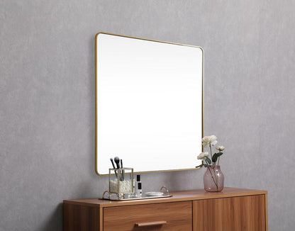 Elegant Furniture & Lighting - Evermore Soft corner metal square mirror 42x42 inch in Brass - MR804242BR veiw 5