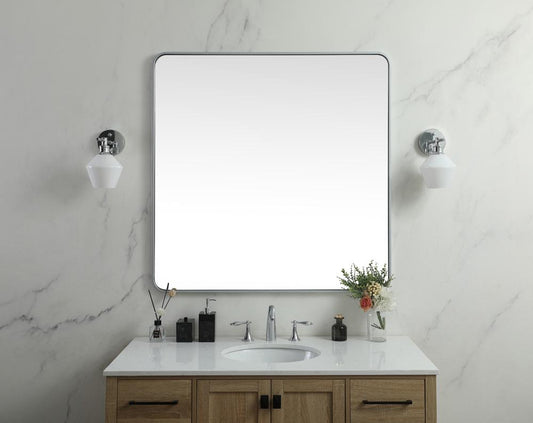 Elegant Furniture & Lighting - Evermore Soft corner metal square mirror 42x42 inch in Silver - MR804242S veiw 2
