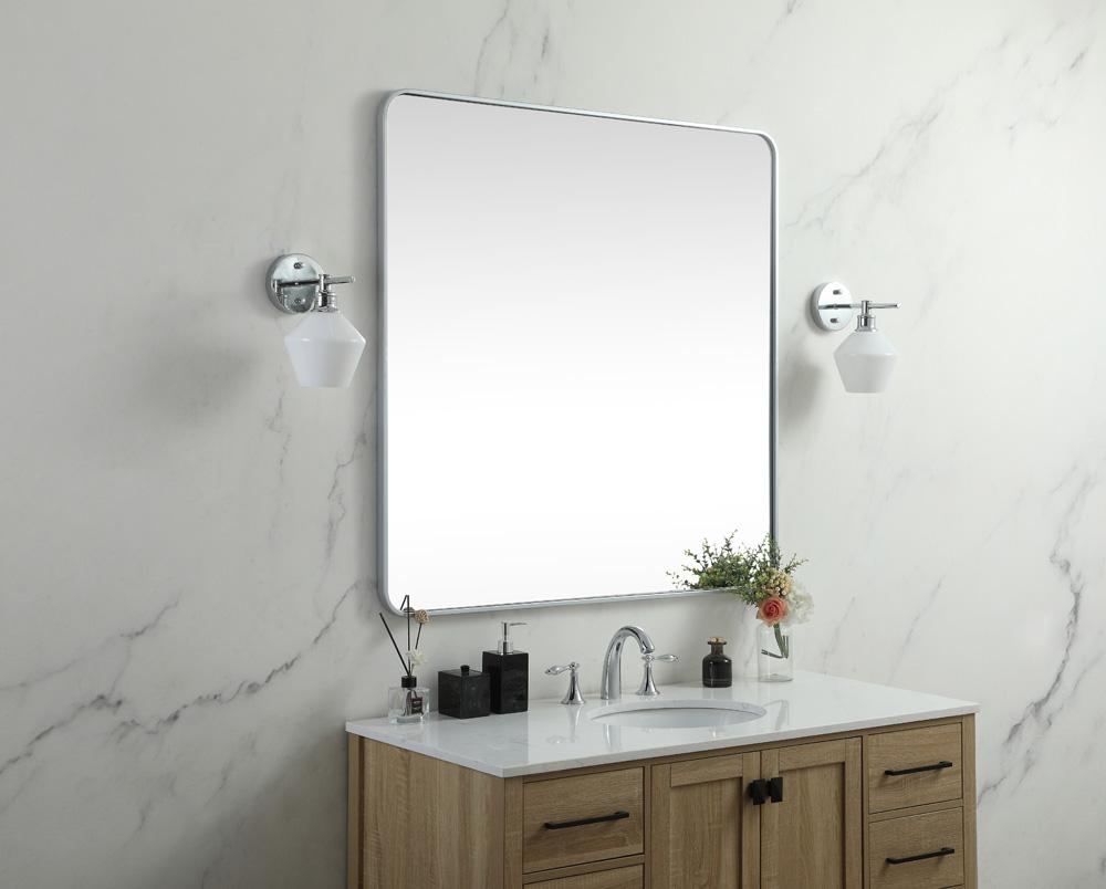 Elegant Furniture & Lighting - Evermore Soft corner metal square mirror 42x42 inch in Silver - MR804242S veiw 3
