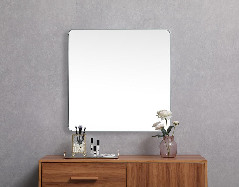 Elegant Furniture & Lighting - Evermore Soft corner metal square mirror 42x42 inch in Silver - MR804242S veiw 4