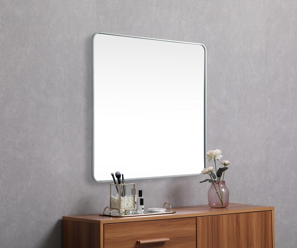 Elegant Furniture & Lighting - Evermore Soft corner metal square mirror 42x42 inch in Silver - MR804242S veiw 5