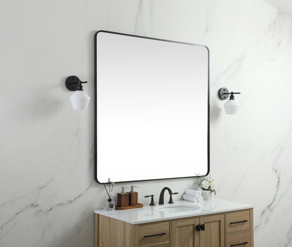Elegant Furniture & Lighting - Evermore Soft corner metal square mirror 48x48 inch in Black - MR804848BK veiw 3