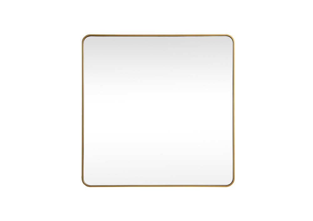 Elegant Furniture & Lighting - Evermore Soft corner metal square mirror 48x48 inch in Brass - MR804848BR veiw 1