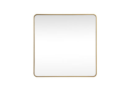 Elegant Furniture & Lighting - Evermore Soft corner metal square mirror 48x48 inch in Brass - MR804848BR veiw 1