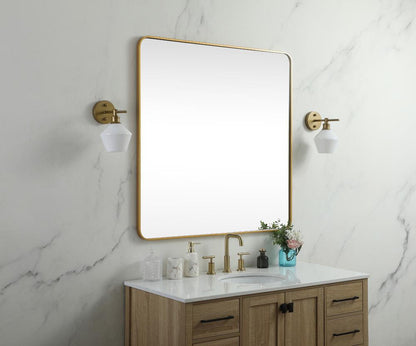 Elegant Furniture & Lighting - Evermore Soft corner metal square mirror 48x48 inch in Brass - MR804848BR veiw 3