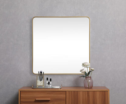 Elegant Furniture & Lighting - Evermore Soft corner metal square mirror 48x48 inch in Brass - MR804848BR veiw 4