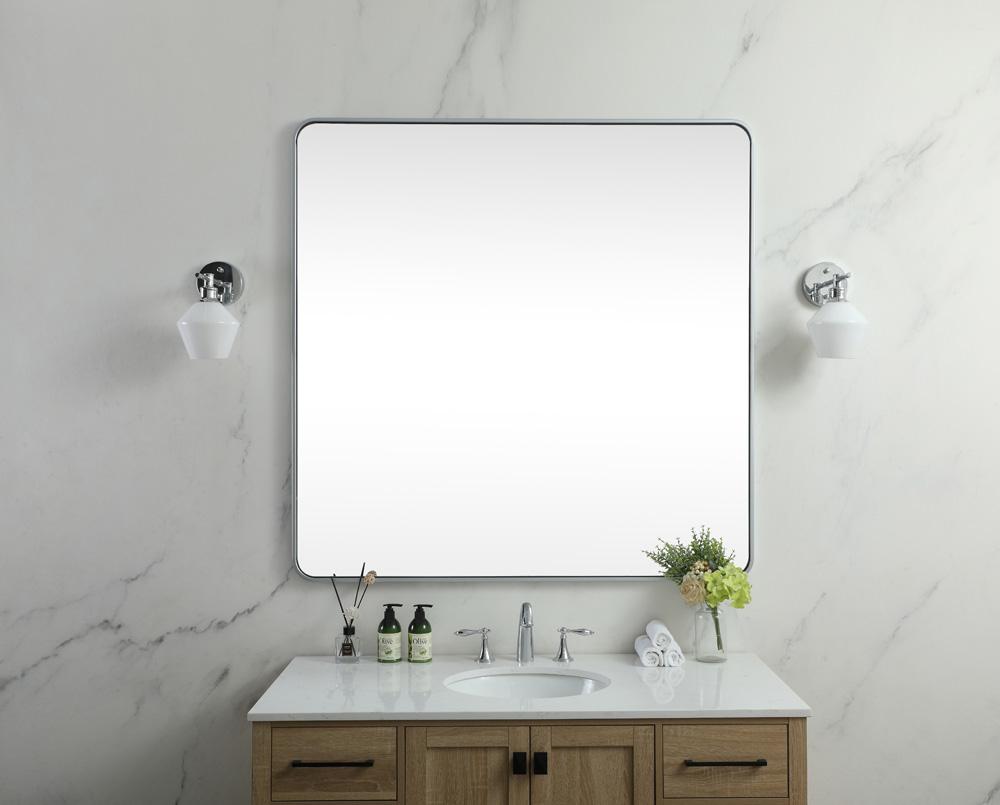 Elegant Furniture & Lighting - Evermore Soft corner metal square mirror 48x48 inch in Silver - MR804848S veiw 2