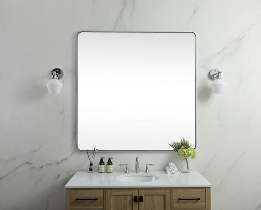 Elegant Furniture & Lighting - Evermore Soft corner metal square mirror 48x48 inch in Silver - MR804848S veiw 2