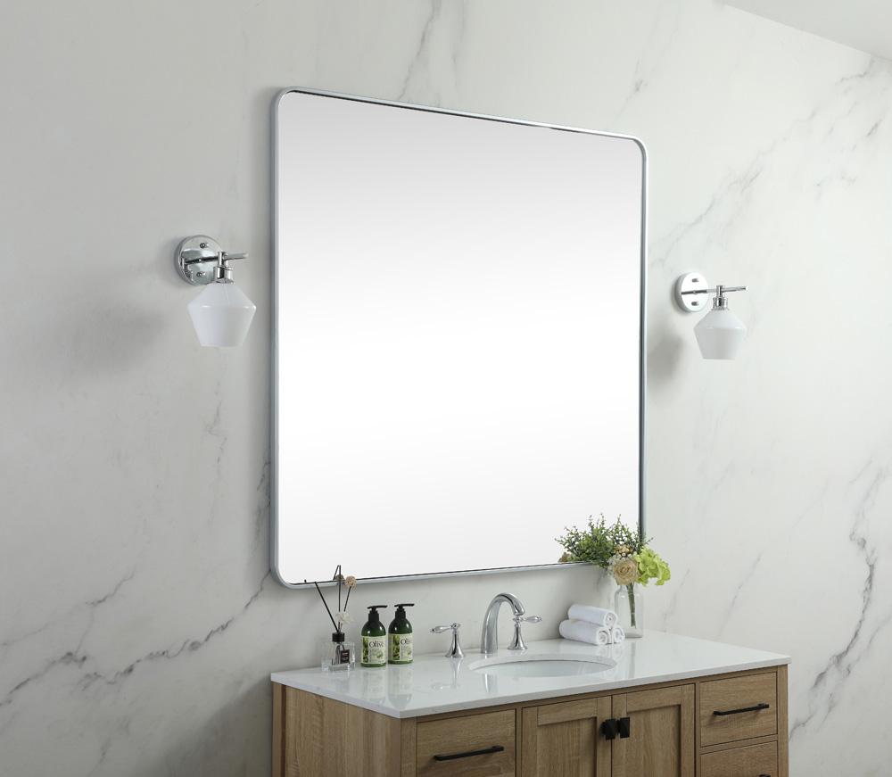 Elegant Furniture & Lighting - Evermore Soft corner metal square mirror 48x48 inch in Silver - MR804848S veiw 3