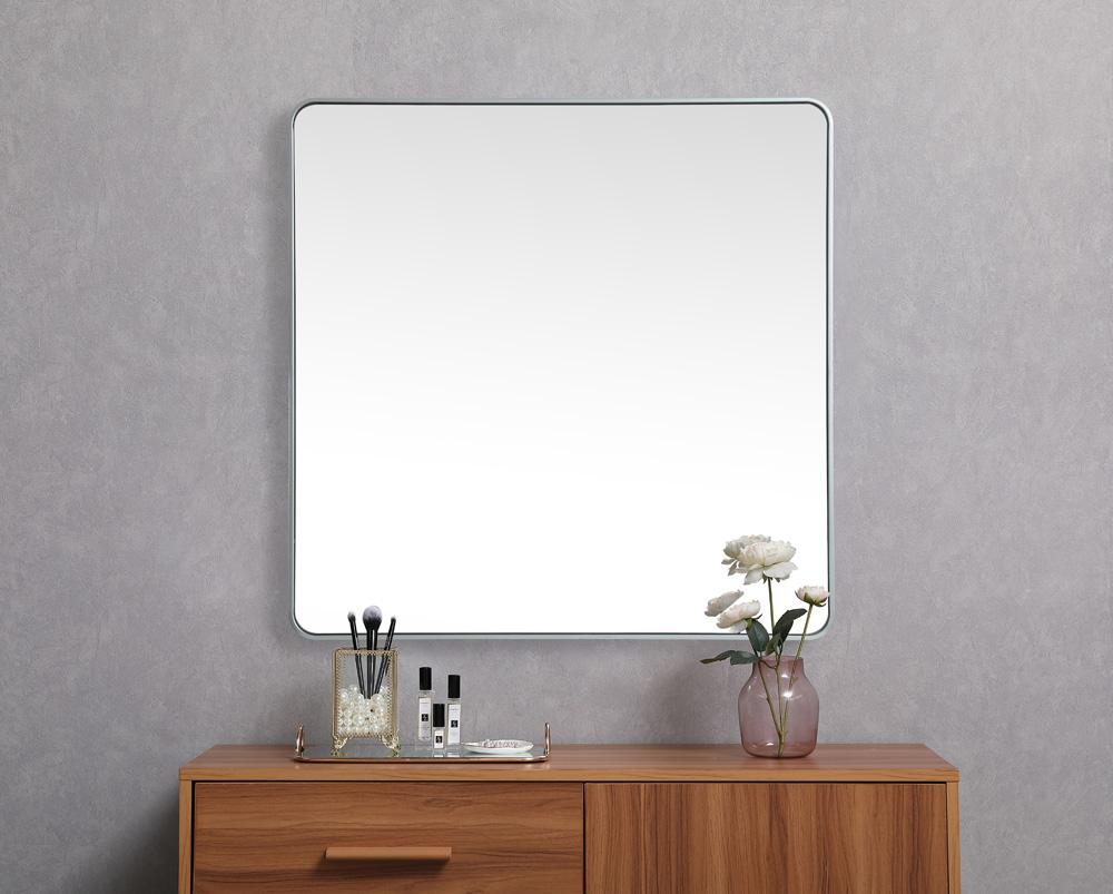 Elegant Furniture & Lighting - Evermore Soft corner metal square mirror 48x48 inch in Silver - MR804848S veiw 4