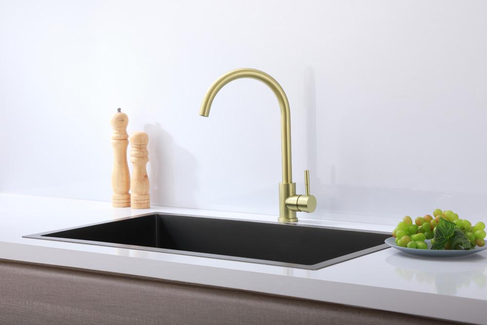 Elegant Furniture & Lighting - Finn Single Handle Kitchen Faucet in Brushed Gold - FAK-307BGD veiw 2