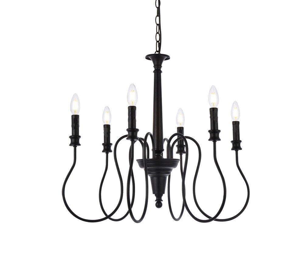 Elegant Furniture & Lighting - Flynx 6 lights pendant in black - LD7044D26BK veiw 1