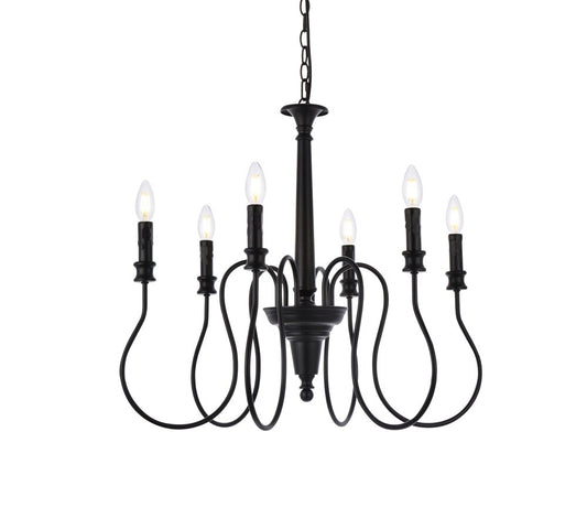 Elegant Furniture & Lighting - Flynx 6 lights pendant in black - LD7044D26BK veiw 1