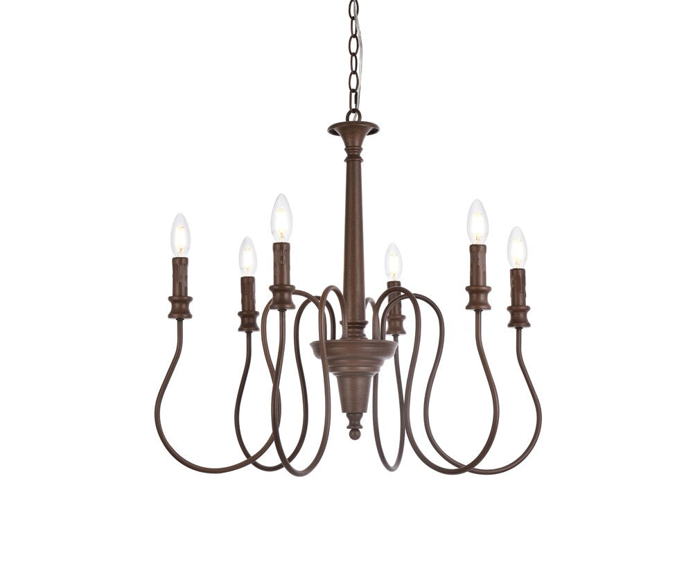 Elegant Furniture & Lighting - Flynx 6 lights pendant in weathered oak - LD7044D26WOK veiw 1