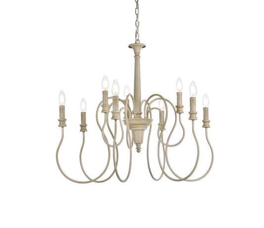 Elegant Furniture & Lighting - Flynx 9 lights pendant in weathered dove - LD7045D30WD veiw 1