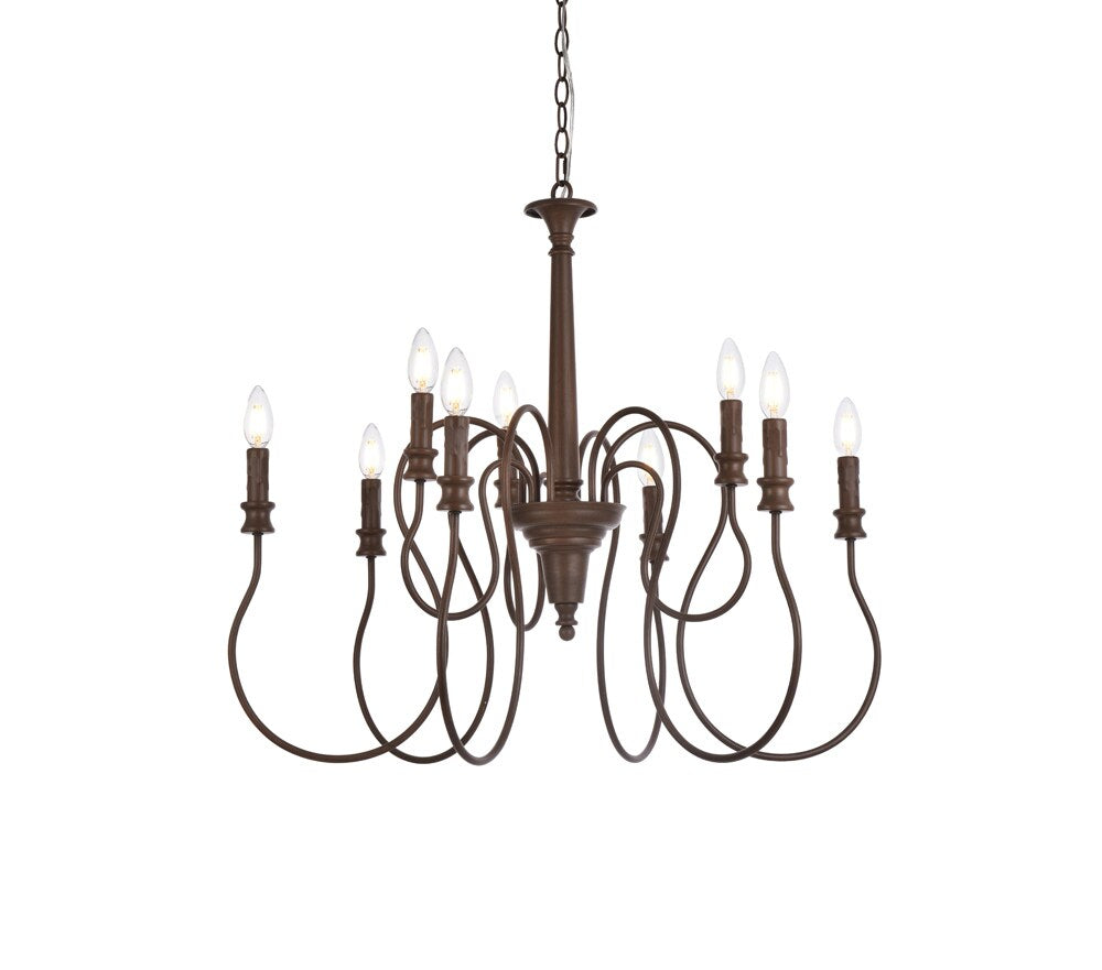 Elegant Furniture & Lighting - Flynx 9 lights pendant in weathered oak - LD7045D30WOK veiw 1