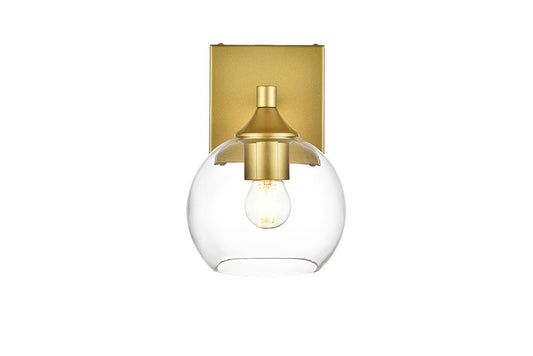 Elegant Furniture & Lighting - Foster 1 light Brass and Clear Bath Sconce - LD7308W6BRA veiw 1