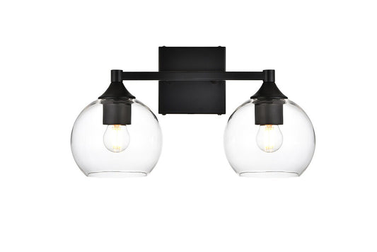 Elegant Furniture & Lighting - Foster 2 light Black and Clear Bath Sconce - LD7308W16BLK veiw 1
