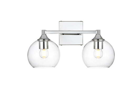 Elegant Furniture & Lighting - Foster 2 light Chrome and Clear Bath Sconce - LD7308W16CH veiw 1