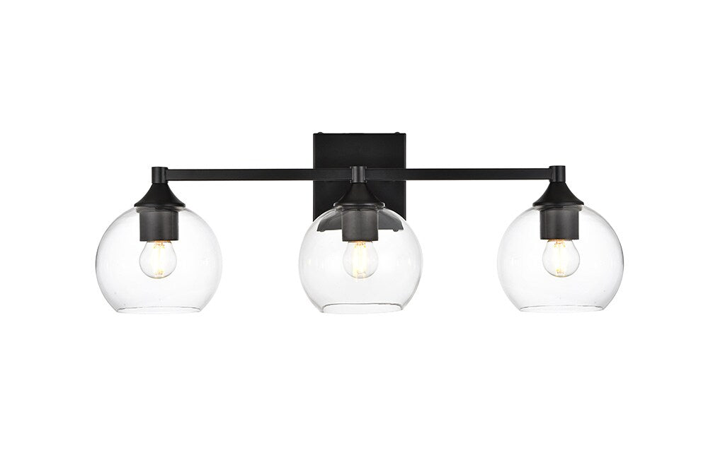 Elegant Furniture & Lighting - Foster 3 light Black and Clear Bath Sconce - LD7308W25BLK veiw 1