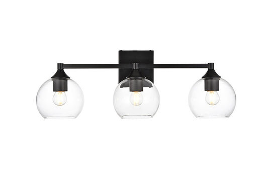 Elegant Furniture & Lighting - Foster 3 light Black and Clear Bath Sconce - LD7308W25BLK veiw 1
