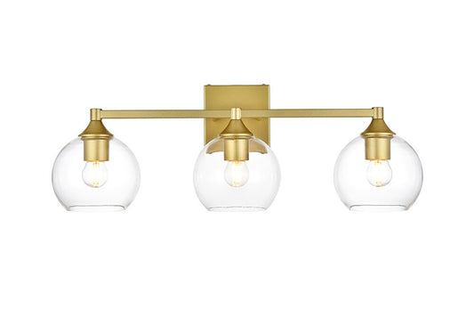 Elegant Furniture & Lighting - Foster 3 light Brass and Clear Bath Sconce - LD7308W25BRA veiw 1