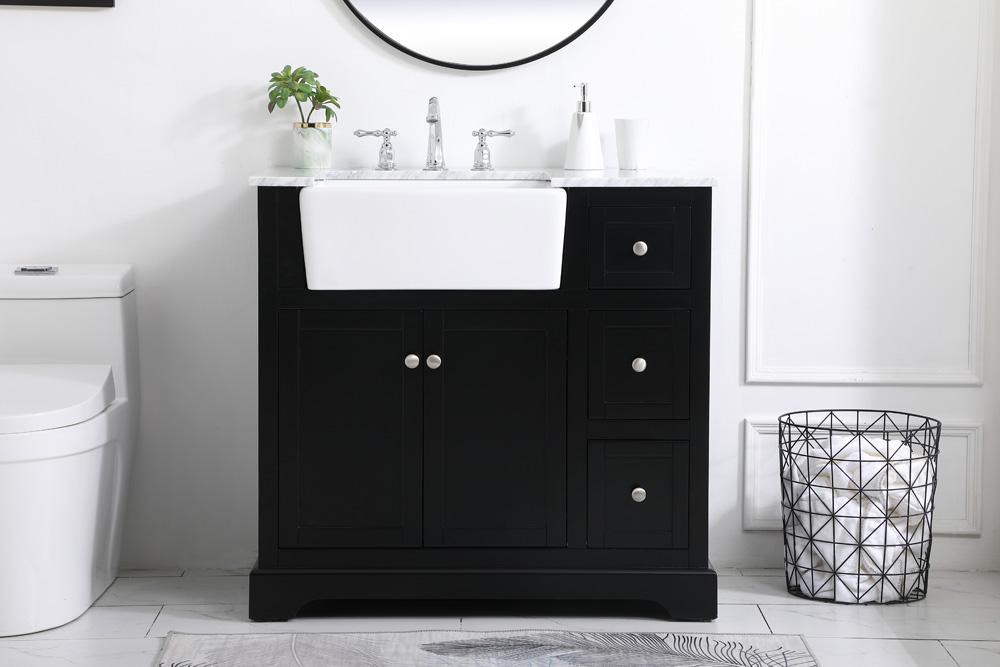 Elegant Furniture & Lighting - Franklin 36 inch Single bathroom vanity in black - VF60236BK veiw 2