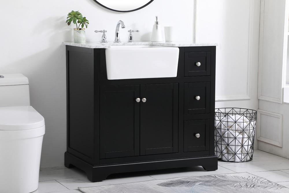 Elegant Furniture & Lighting - Franklin 36 inch Single bathroom vanity in black - VF60236BK veiw 3