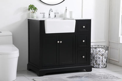 Elegant Furniture & Lighting - Franklin 36 inch Single bathroom vanity in black - VF60236BK veiw 3